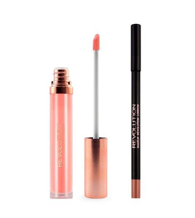 Makeup Revolution Retro Luxe Gloss Lip Kit zestaw Lip Liner konturówka do ust 1g + Liquid Lipstick pomadka w płynie Pure 3,5ml