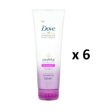 Dove Advanced Hair Series Youthful Vitality Shampoo szampon do włosów osłabionych bez połysku 6x250ml