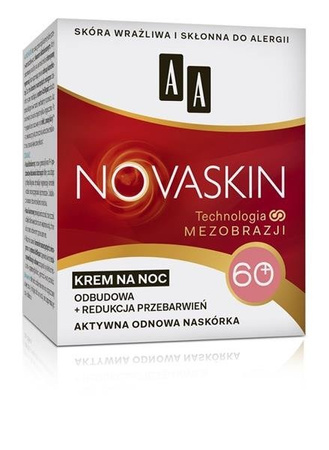 AA Novaskin Night Cream 60+ krem na noc odbudowa + redukcja przebarwień do skóry wrazliwej skłonnej do alergii 50ml