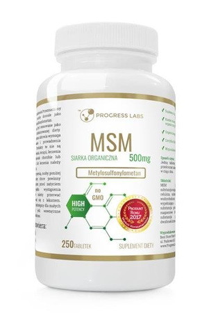 Progress Labs Witamina MSM 500mg No GMO suplement diety 250 tabletek