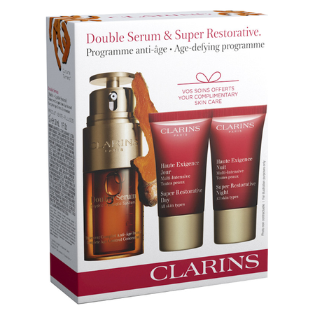 Clarins Double Serum 30 ml + Super Restorative Day 15 ml + Super Restorative Night 15 ml /Zestaw/