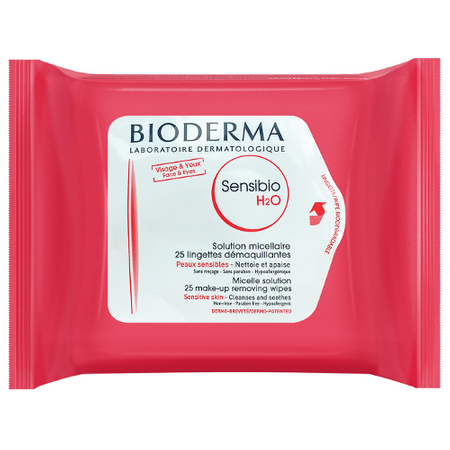 Bioderma Sensibio H2O Chusteczki nasączone roztworem micelarnym do demakijażu 25 sztuk.