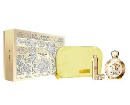 Versace Eros Pour Femme woda perfumowana spray 100ml + miniatura wody perfumowanej spray 10ml + kosmetyczka /Zestaw/