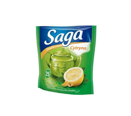 Saga Herbata Zielona Cytryna 25 torebek 32,5g