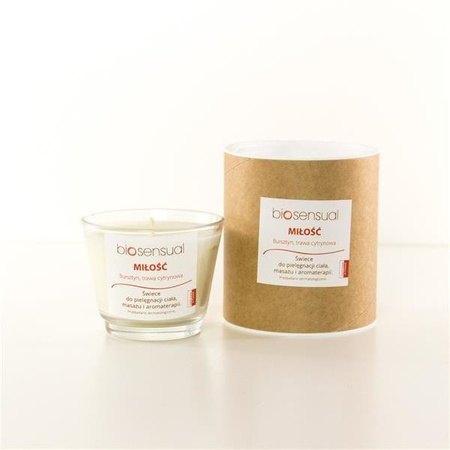 Biosensual Miłość świeca aromaterapeutyczna Bursztyn & Trawa Cytrynowa 100ml
