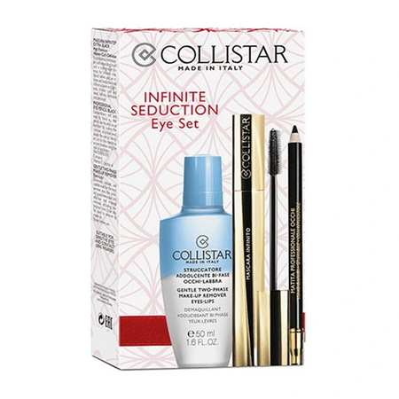 Collistar Mascara Infinito Extra Black 11ml + kredka do oczu 01 black + dwufazowy płyn do demakijażu 50 ml /Zestaw/