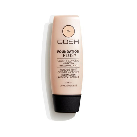 Gosh Foundation Plus+ 004 natural Podkład kryjąco-korygujący 2w1 Korektor+podkład 30 ml