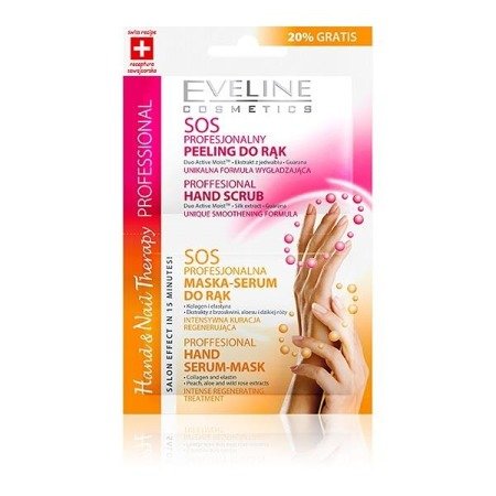 Eveline Hand&Nail Therapy SOS profesjonalny peeling do rąk + profesjonalna maska-serum do rąk 2x6ml